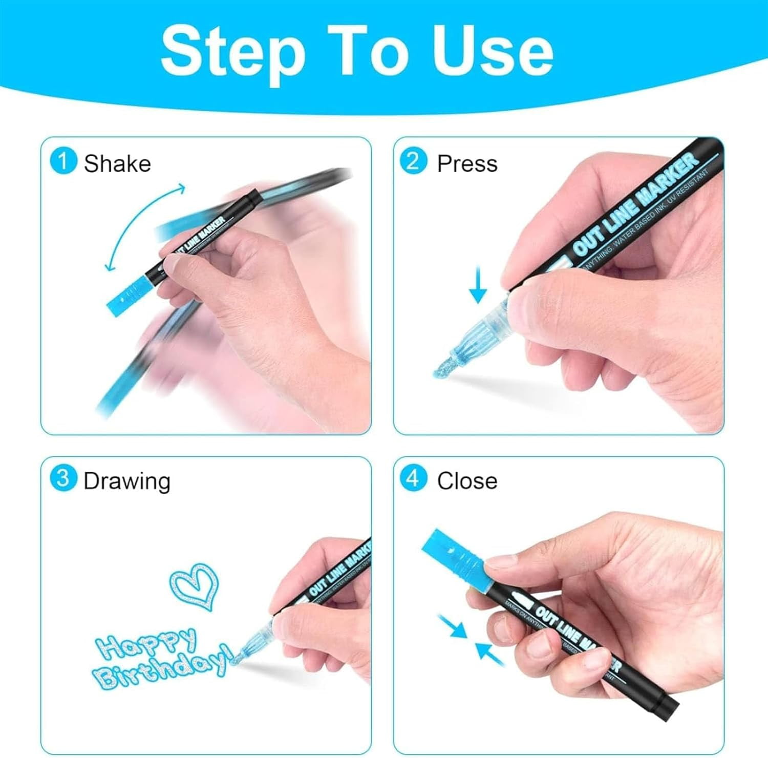 outline shimmer markers,8/12/24/36/48 Color Double-Line Art Pens, dreamy metal pens, suitable for greeting cards, crafts, and doodles