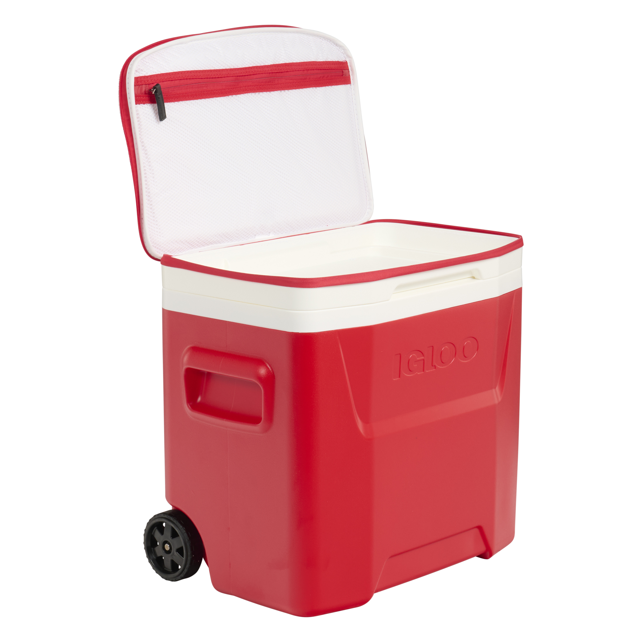 Igloo Laguna 28 QT Hard-Sided Cooler with Telescoping Handle, Red