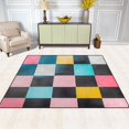 thumbnail image 2 of Yayeee Area Rugs for Living Room 6.7'x4.8' Non Slip Washable Bedroom Floor Carpet, Pink Checkered Pattern, 2 of 6