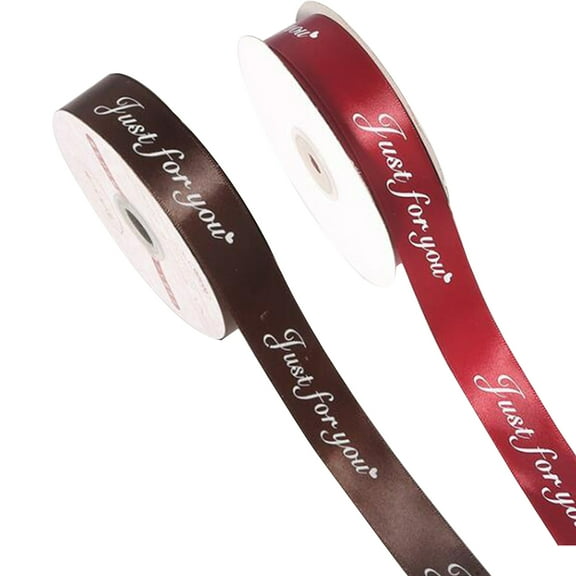 FRCOLOR 5 Yard JUST FOR YOU Silk Ribbon Bow DIY Materials Grosgrain Ribbon Rib Tape Decorative Craft Accessories (Coffee)