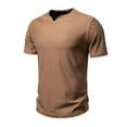 thumbnail image 2 of VSSSJ Mens T-Shirts Short Sleeve Casual V Neck Cotton Tshirt Regular Fit Solid Color Basic Summer Athletic Pullover Tees Coffee XL, 2 of 8