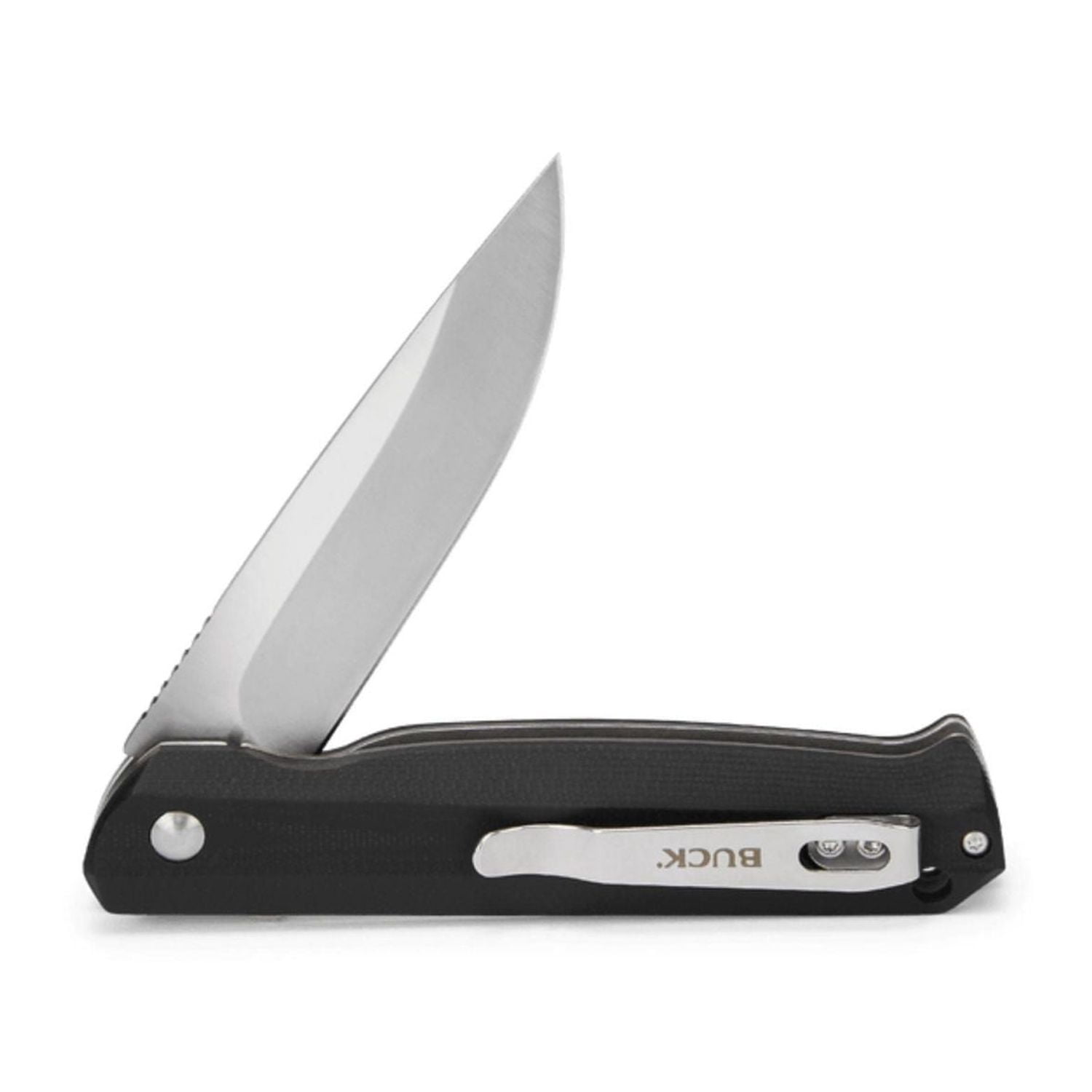 Buck 251 Langford Knife – Drop Point Blade, Ball-Bearing Opening, G10 Handle, Stainless Steel Pocket Clip, Heat Treated & Lifetime Warranty – 0251BKS-B