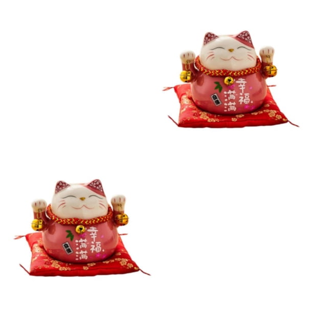 Wosthever Maneki Neko Good Luck Cat Piggy Ornament Kawaii Bank Fortune 2piezas Felicidad