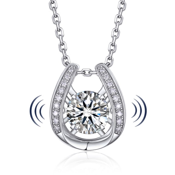 MomentWish 1Carat Moissanite Dancing Necklaces for Women Anniversary Birthday Valentines Mother's Day Gifts for Wife Mom