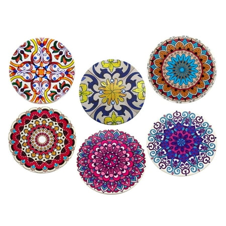 

Turkish Drink Coasters Unique Turkish Design Coaster Set for Table Rustic Coasters with Non-Slip Cork Cup Coasters Gift Set 6pcs