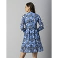 thumbnail image 3 of Moomaya Womens Solid Cuffed Sleeves Dress, Mandarin Collar Mini Dress, 3 of 8