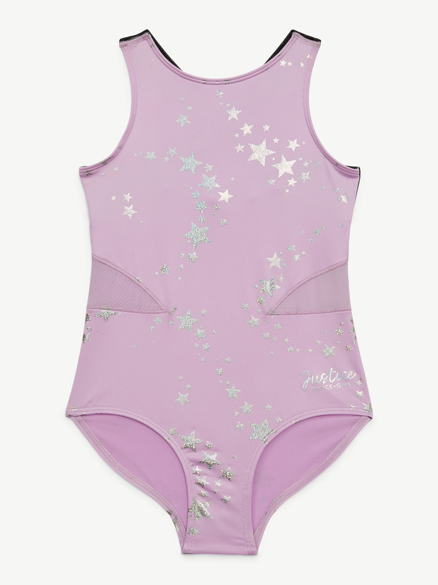 Justice Celestial Foil Print Gymnastics Leotards for Teens with Scrunchie, Sizes XS-XL