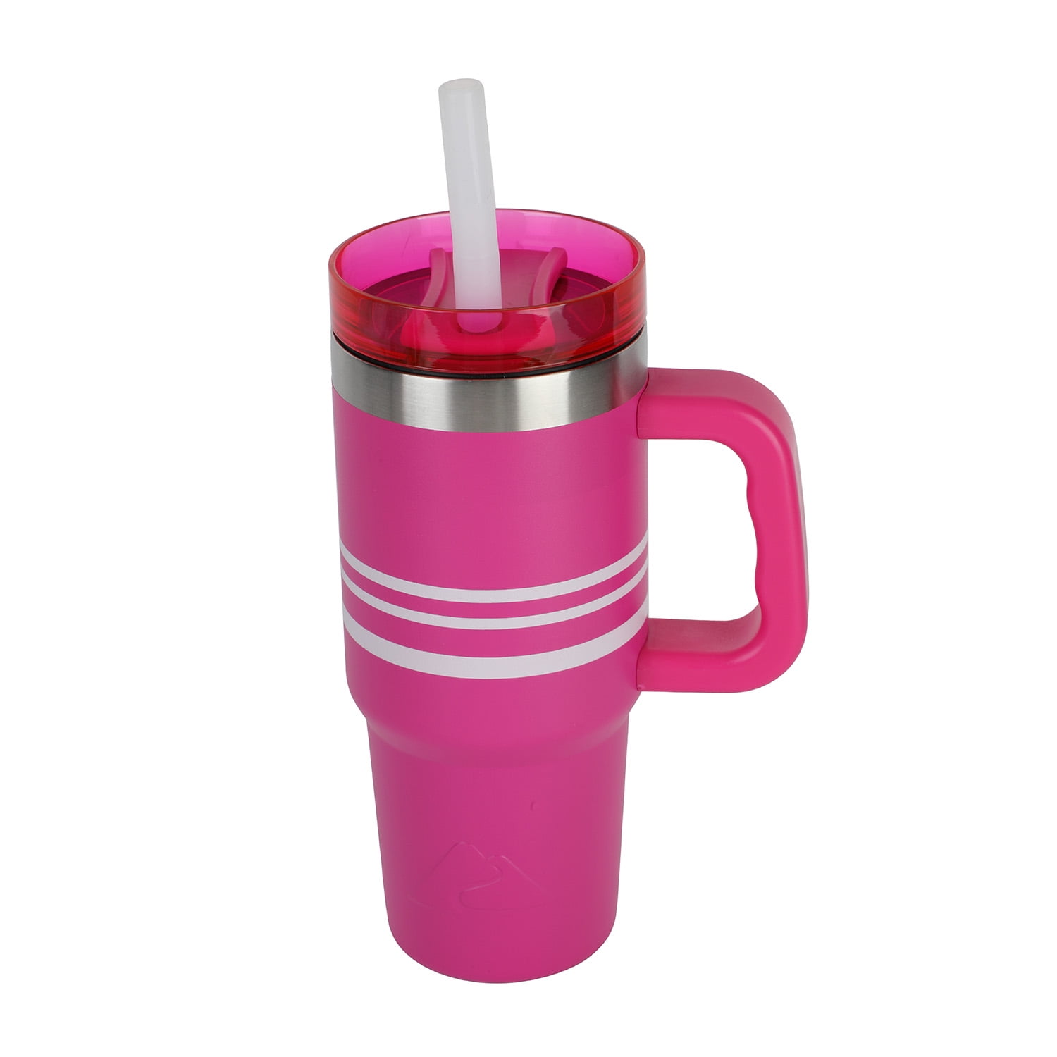 Ozark Trail 18 oz Stainless Steel Insulated Tumbler with Handle, Fuschia Burst Stripe