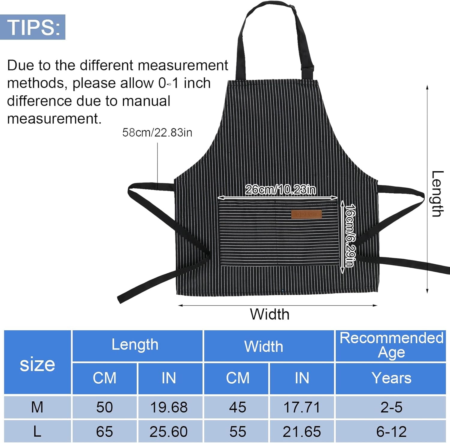 2 Pack Stripes Kids Apron, Kids with 2 Pockets, Cute Aprons for Cooking for Boys and Girls