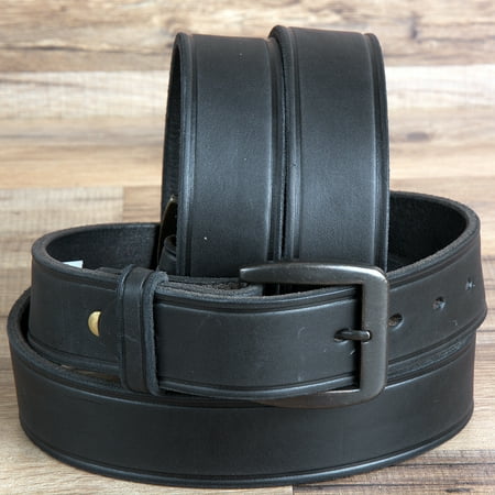 46 inch. 3D 1 1/2  inch. BLACK MENS WESTERN BASIC LEATHER BELT BRASS TONE REMOVABLE