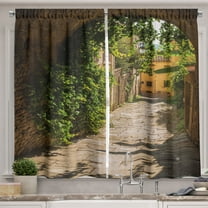 Ambesonne European Kitchen Curtains, Old Street of Tuscany, 55"x39", Multicolor