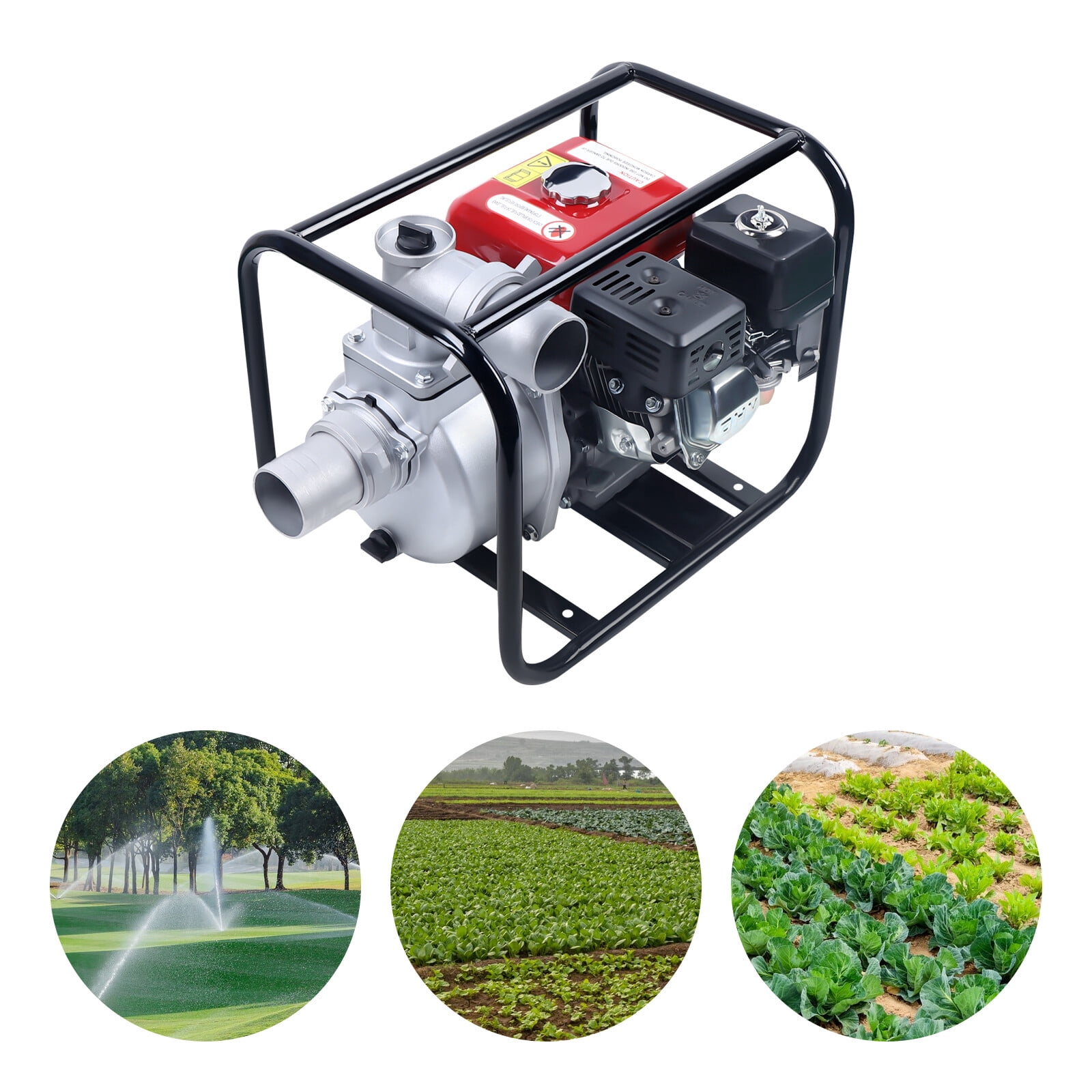 ToppiJoy 3in 7.5HP 3000W Trash Pump, Gasoline Powered Water Pump Sludge Pump Transfer Garden Farm Irrigation Petrol Pump with Water Filtration Systems