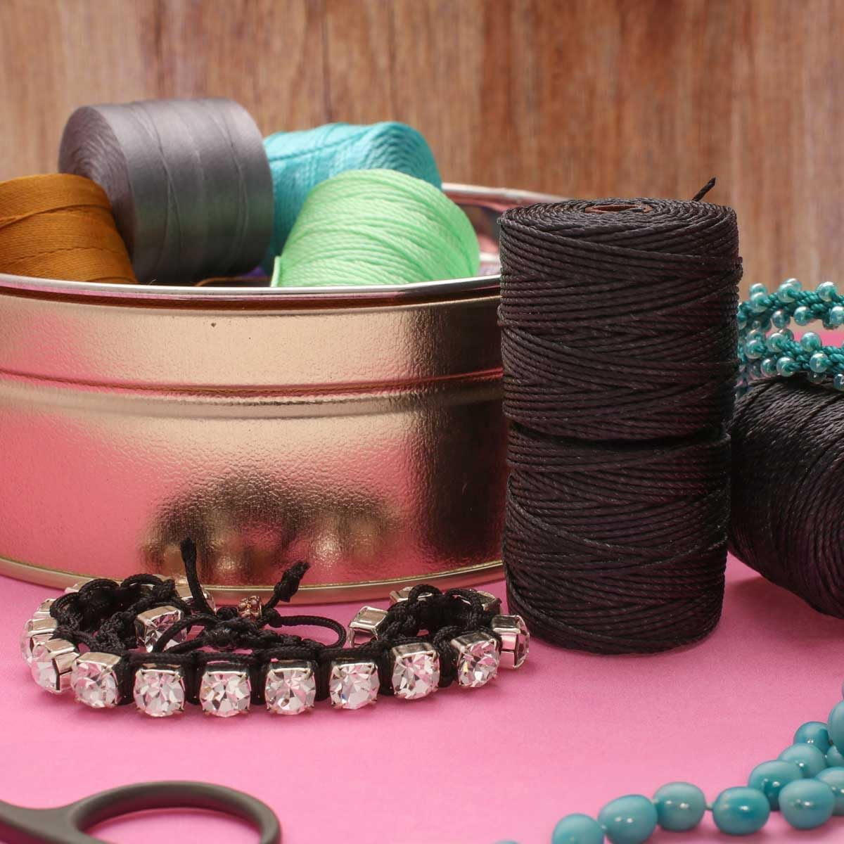 The Beadsmith S-Lon Heavy Nylon Cord – Black Color – TEX400, .9mm Diameter, 4-Pack, 35 Yard Spools – For Stringing Beading Crochet, Micro-Macrame Jewelry & Kumihimo Projects