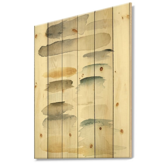 Designart 'Watercolor Geometric Swatch Element VI' Mid-Century Modern Transitional Print on Natural Pine Wood
