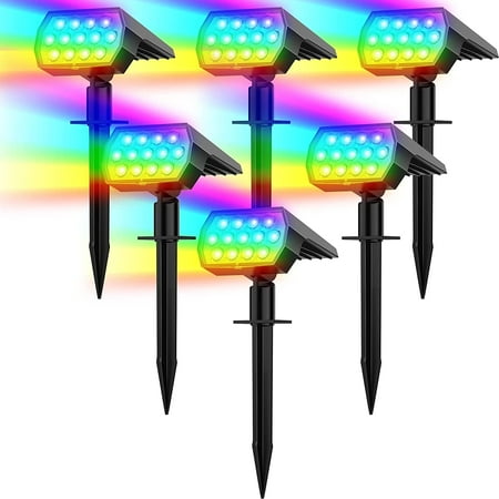 

Solar Spot Lights Outdoor Color Changing [7 Modes/6 Pack] Christmas IP65 Waterproof Landscape Spotlights Dusk to Dawn Solar Powered Security Light for Patio Gate Walkway Pool Garden Yard Driveway