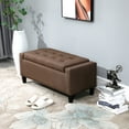 thumbnail image 6 of HOMCOM Linen Storage Ottoman Bench Lift Top Tufted Rectangle Ottoman for Living Room, Entryway, or Bedroom, Dark Brown, 6 of 9