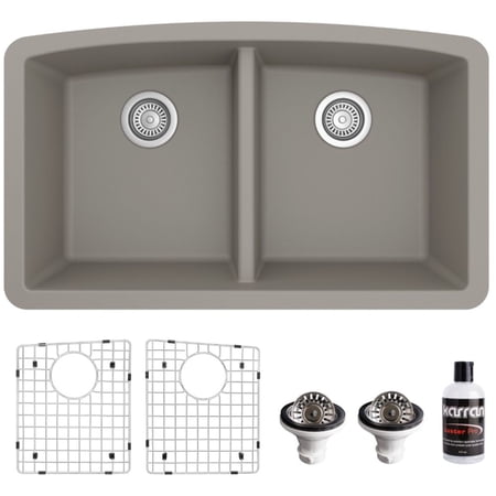 Karran Usa Qu-710-Pk1 Quartz Qu 32 Undermount Double Basin Quartz Composite Kitchen Sink