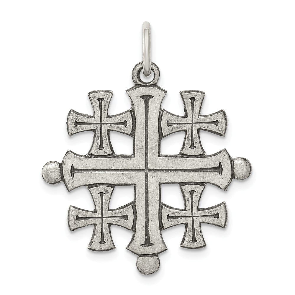 Solid 925 Sterling Silver Vintage Antiqued Circles Behind Cross Pendant Charm