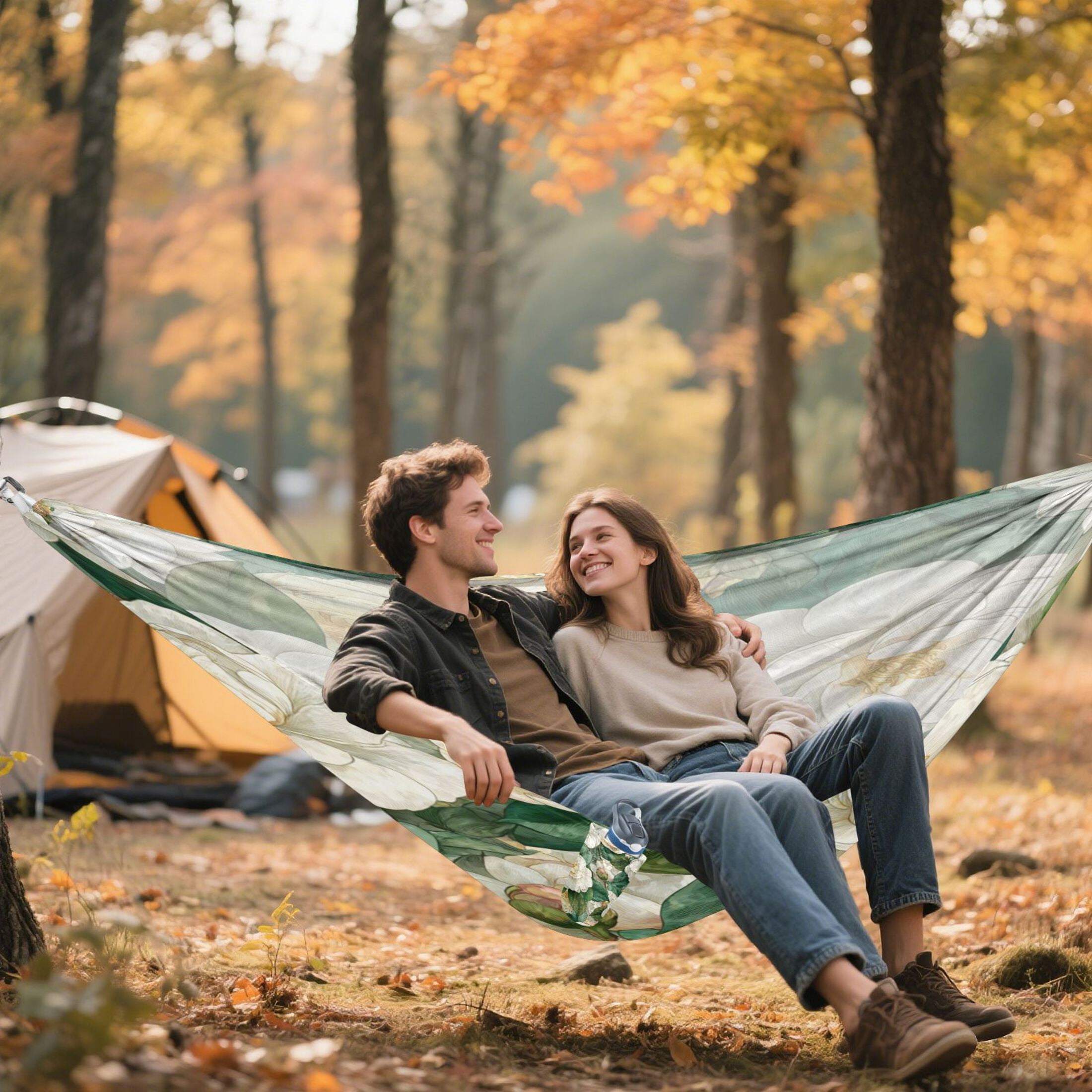 Hammock Camping Hammock Nylon Portable Hammock Travel Camping Hammock Pure White Camellia Blooms