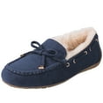 thumbnail image 2 of GLOBALWIN Women's Moccasins Shoes Winter Indoor Outdoor Faux Fur Lined Slippers Navy 5.5M, 2 of 7