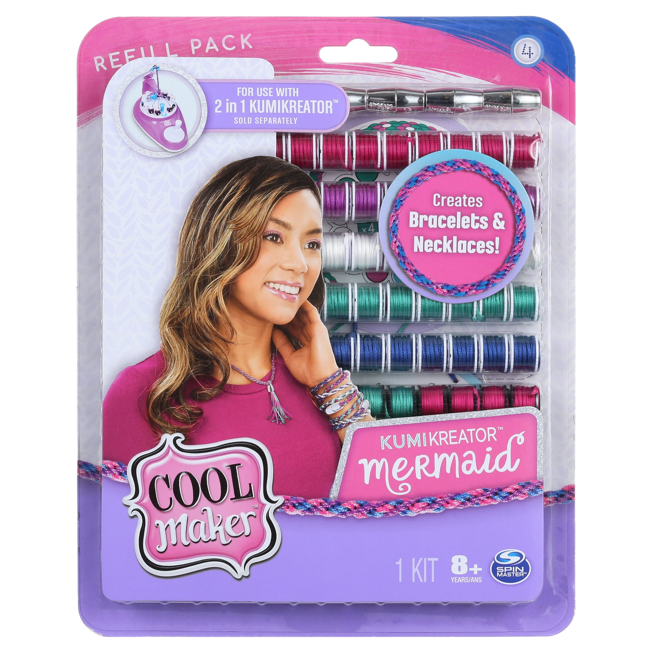 Cool Maker, KumiKreator Mermaid Fashion Pack Refill, Friendship Bracelet  and Necklace Activity Kit 