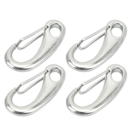 

Tebru 4pcs 70mm Heavy Duty Snap Rope Hook Stainless Steel Spring Snap Hook Clip Marine Grade Carabiner Heavy Duty Snap Rope Hook Snap Rope Hoo