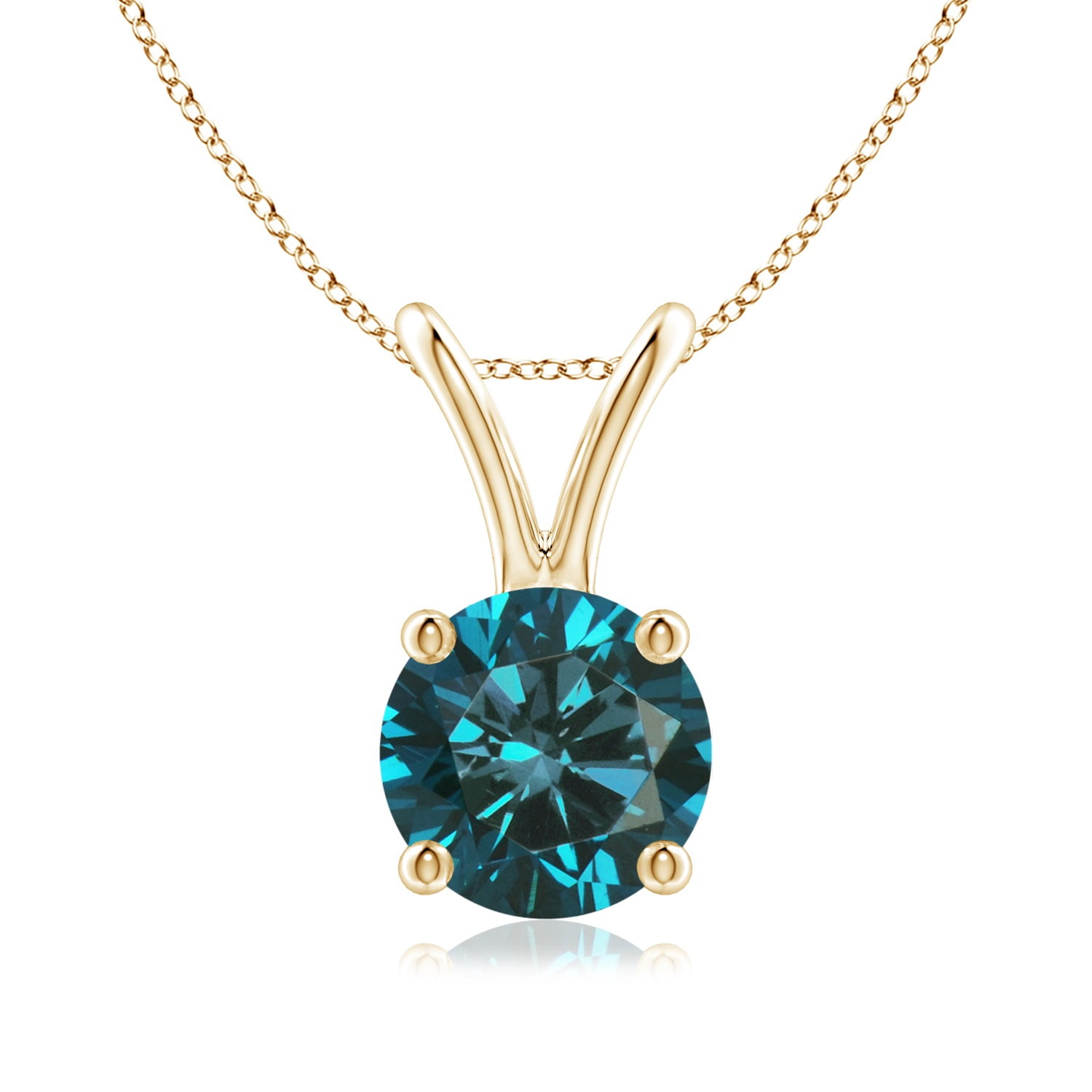 Angara 6.4mm Round Enhanced Blue Diamond Pendant1ct. tw. Blue