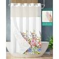 thumbnail image 2 of No Hook Shower Curtain with Snap in Liner, Coloful Flowers Spring Floral Watercolor Hotel Shower Curtains for Bathroom, Washable Shower Curtain Liner Set with Mesh Top Window, 36"x72", 2 of 6