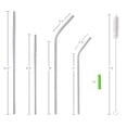 thumbnail image 3 of Vertall Reusable Drinking Straws, Set of 8 (4 Straight & 4 Bent, 8.5” & 10.5” - 1/4" Diameter, Silver, 3 of 4