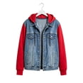 thumbnail image 7 of Women’s Denim Hoodie Jackets - Lightweight Button up Jeans Sweatshirt with Drawstring Hood Casual Long Sleeve Jackets, Xxl, 7 of 7