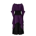 thumbnail image 5 of Samickarr Gothic Skirt for Women Drawstring Off-The-Shoulder One-Shoulder Spliced Pleated Skirt Solid Color Ankle-Length Skirt, 5 of 8