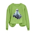 thumbnail image 2 of thefmos Women's Long Sleeve Halloween Print Sweatshirt Casual Festive Pullover Spooky Loose Fit Season Fall Fashion Outfit, Mint Green 2XL, 2 of 5