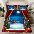 thumbnail image 2 of jejeloiu Santa Claus Full Size Sheets,Chic Christmas Gifts Bed Sheets,Green Xmas Tree Sheet Sets For Teens,Microfiber Bedroom Decor,4 Pieces, 2 of 7