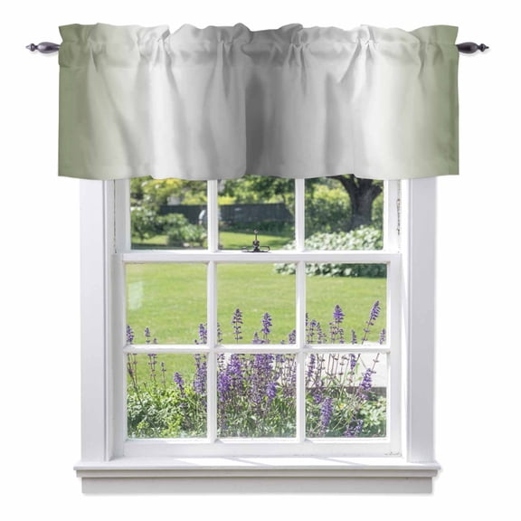 Abstract Valance Curtains, Gray Seaweed Rate Gradient Ombre Rod Pocket Short Window Curtain for Kitchen Bathroom Bedroom, 42"x12"