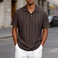 thumbnail image 2 of Ketyyh-chn99 Men's Knit Shirts Vintage Short Sleeve Button Down Shirt Men's Short Sleeved Loose Fitting Knitted T Shirt Beach Shirt Size for XL,Coffee, 2 of 6