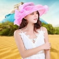 thumbnail image 5 of Pnellth Women Church Cap Wide Brim Bow Foldable Adjustable Anti Sun Hat for Beach, 5 of 7