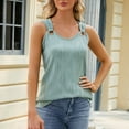 thumbnail image 6 of Sleeveless V Neck Tank Tops for Women metallic Ring Trim Solid Vest Tops Tunic Shirts Summer 2025 Trendy Tees Green M, 6 of 7