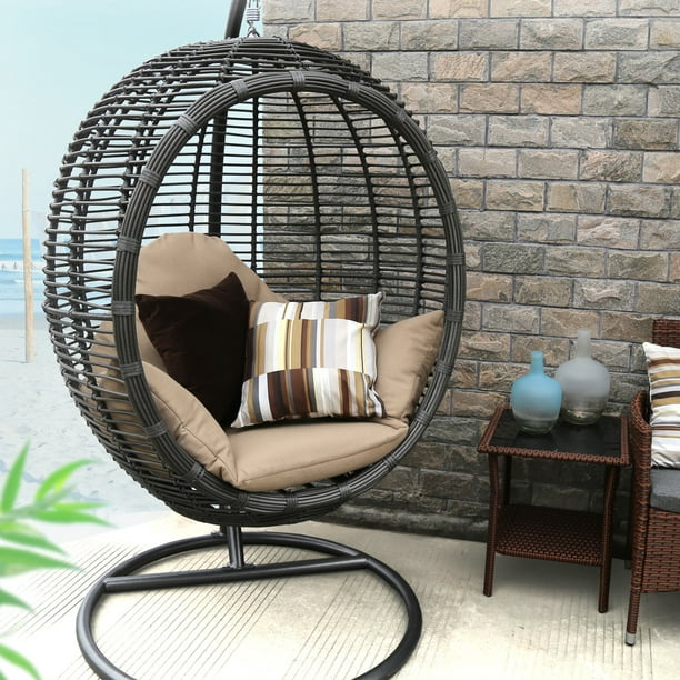 Baner Garden X19 Outdoor Egg-Shaped Swing Chair, Black - Walmart.com