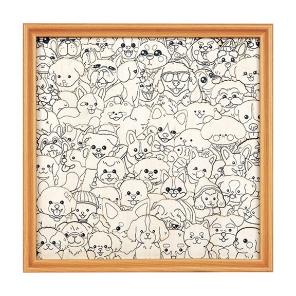 DIY Coloring Wooden Jigsaw Puzzle Photo Frame, Hand Painting Assemble Puzzle Craft Ornament for Home Decor Art Gift