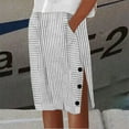 thumbnail image 2 of Shorts for Women Trendy Summer 2025 Fashion Striped Printed Button Loose Casual Beach Shorts S-3XL, 2 of 5