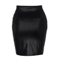 thumbnail image 6 of EDFBUYKRS Female Skirts Black Plus Size Skirt Fashion Women Black Open Fork Bodycon Short Casual Leather Mini Skirt, 6 of 7