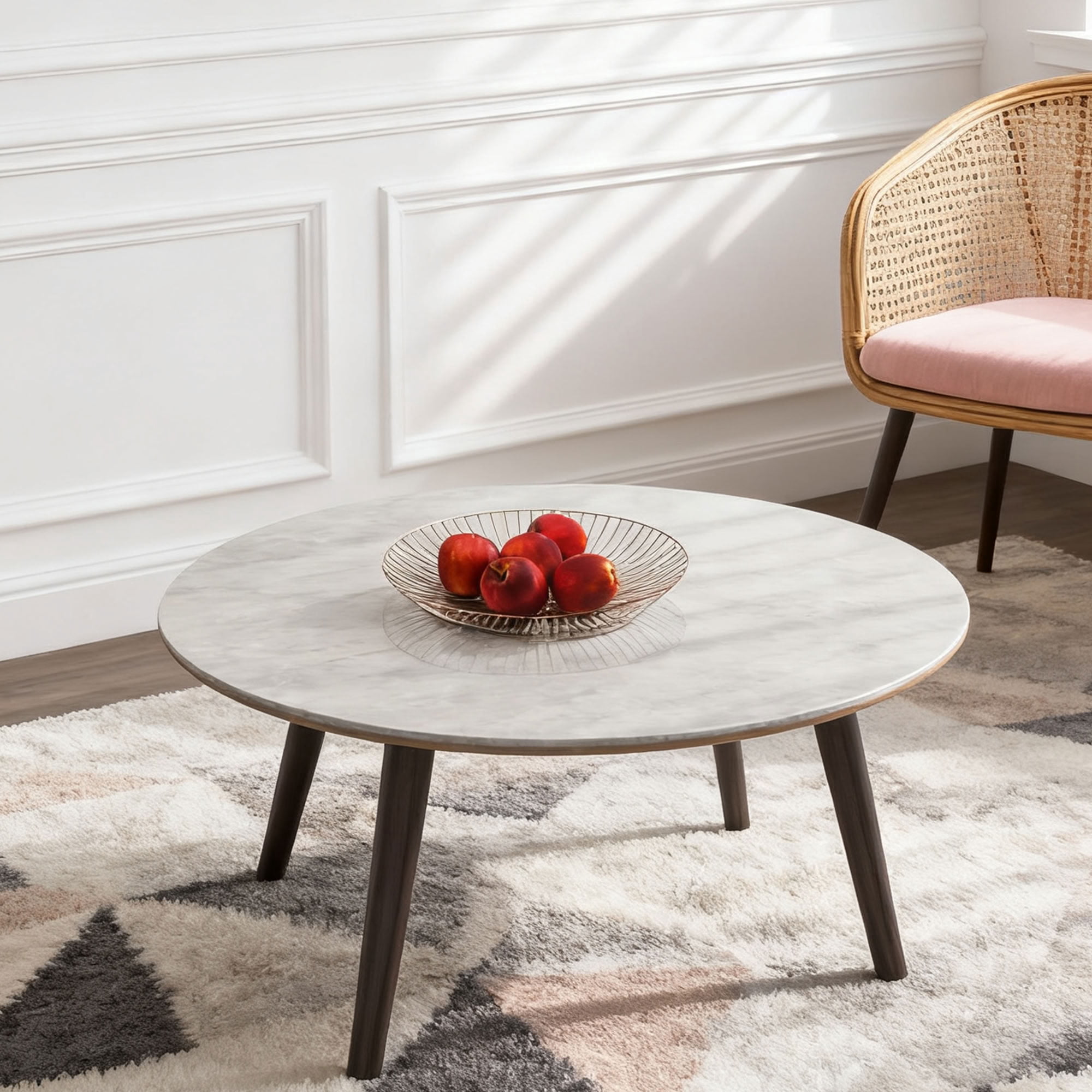 MAYEERTY 30in Round Tempered Glass Table Top, 0.31in Thick Marble Print DIY Replacement Table Cover, Heat & Scratch Proof Desktop for Small Side Coffee Bistro Patio Table
