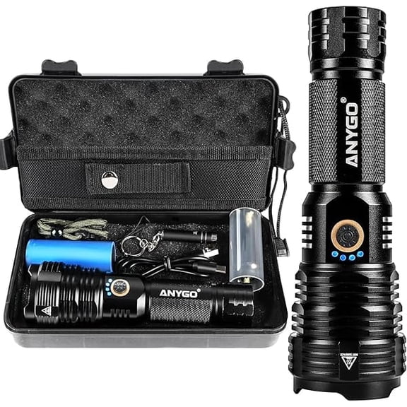 Rechargeable Flashlight High Lumens, 500000LM Super Bright LED Flash Light USB C, 5 Modes, Multi-functional Flash Light High Beam, High Powerd Zoomable linterna for Emergencies, Home and Camping