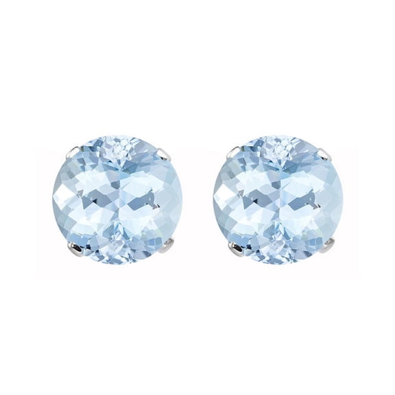 White Gold with Natural Aquamarine Stud Earring