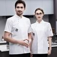thumbnail image 3 of Hi,Fancy Chef Jacket Short Sleeve Cooking Clothes Simple Chef Coat for Restaurant White L, 3 of 9