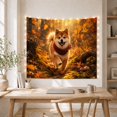 thumbnail image 5 of Red Scarf Dog Running on an Autumn Forest Path, Cheerful Rustic Style for Dog Lovers, Pet Wall Art, Housewarming Gift, Tapestry Wall Hanging for Bedroom and Cabin, 5 of 7