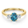 thumbnail image 3 of Gem Stone King 10K Yellow Gold London Blue Topaz and Lab Grown Diamond Engagement Ring for Women | 1.34 Cttw | Oval 7X5MM | Gemstone November Birthstone | Size 7, 3 of 6