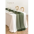 thumbnail image 3 of HWZWT 14ft Emerald Green Sheer Chiffon Table Runner for Wedding Reception Rustic Boho Wedding Party Bridal Shower Sage Table Cloth Decoration Emerald Green 168 Inch 30 Inch, 3 of 5