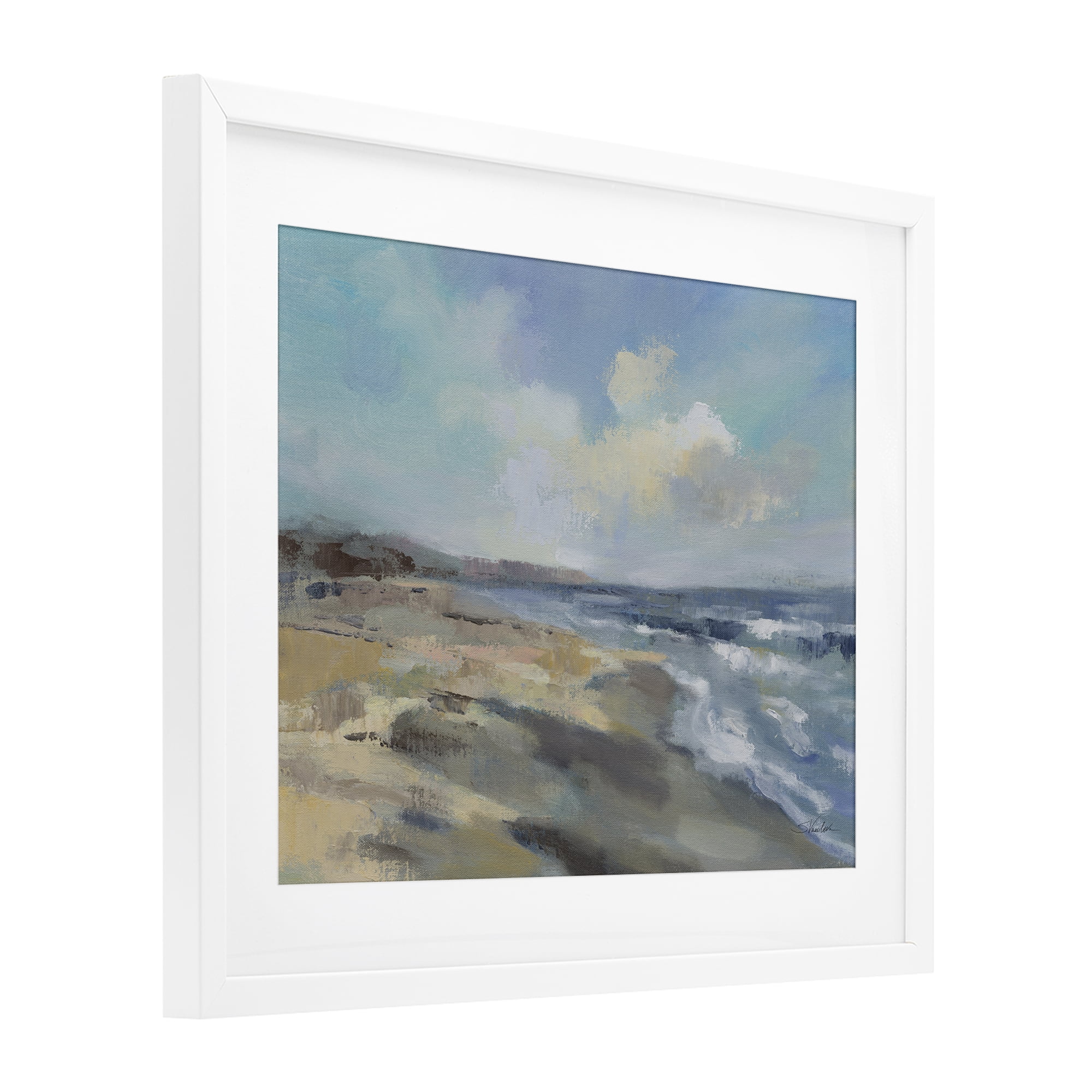 Stupell Industries Serene Morning Beach Waves White Framed Print Under Glass, design by Silvia Vassileva