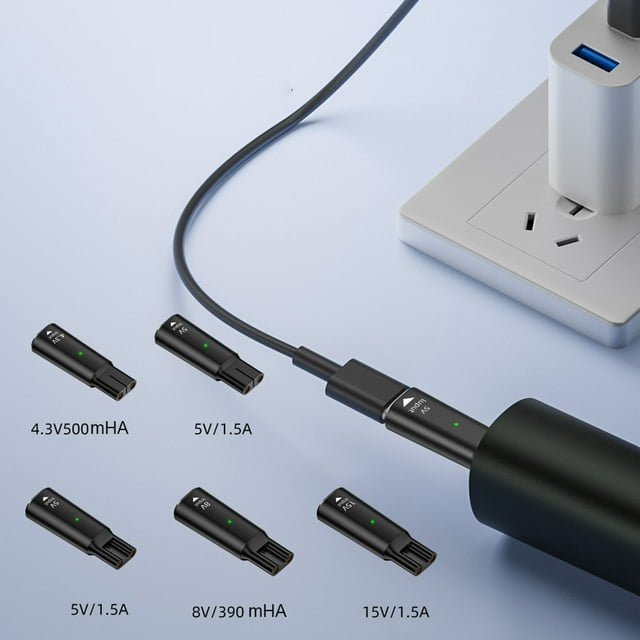 Type-C Shaver Power Adapter for Philips 4.3V/5V/8V/15V Aluminum Alloy Electric Shaver Charging Convertor Connector with LED Indicator